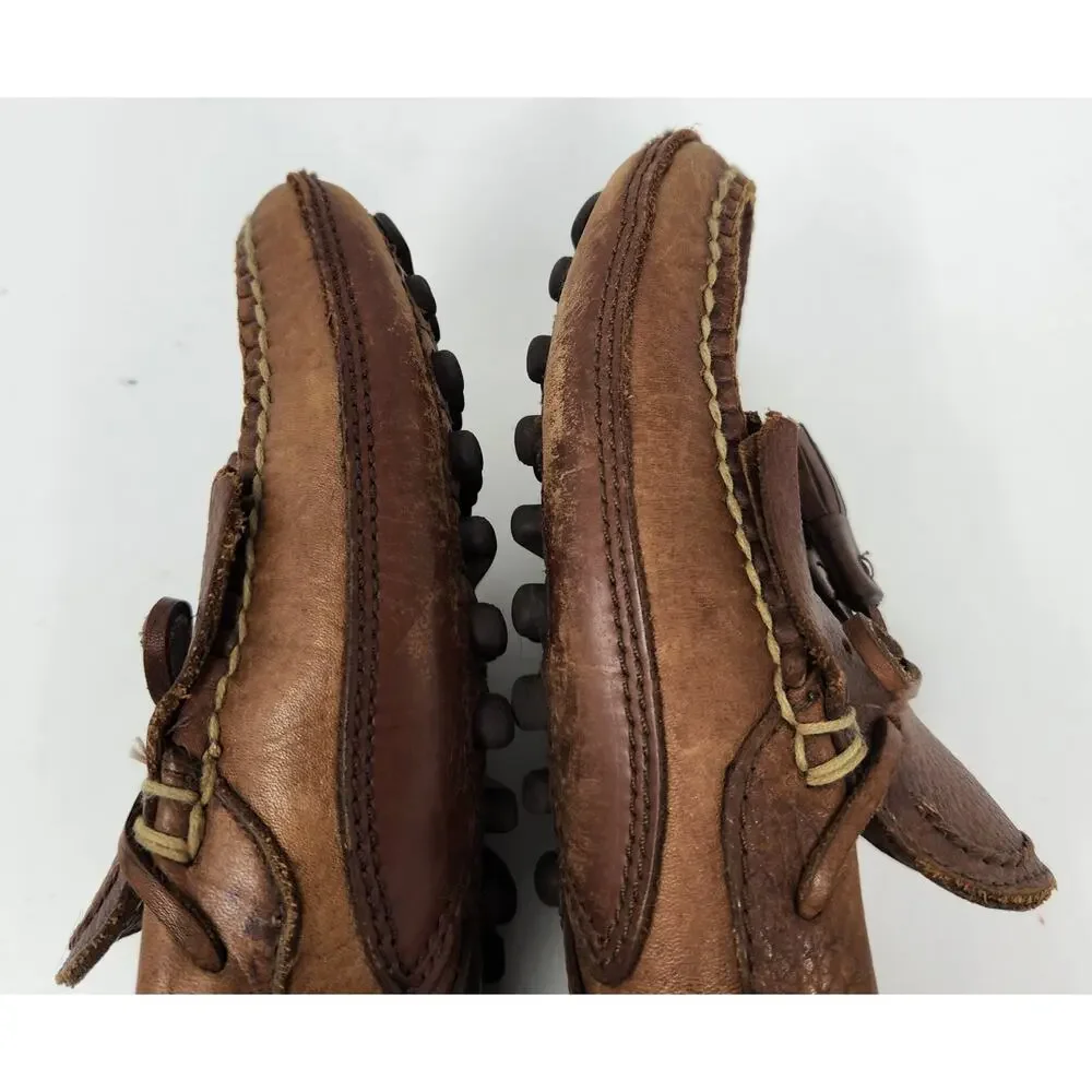Cable & Co. Vintage Brown Leather Woven Tassels Brazil Slip On Loafers 11 D